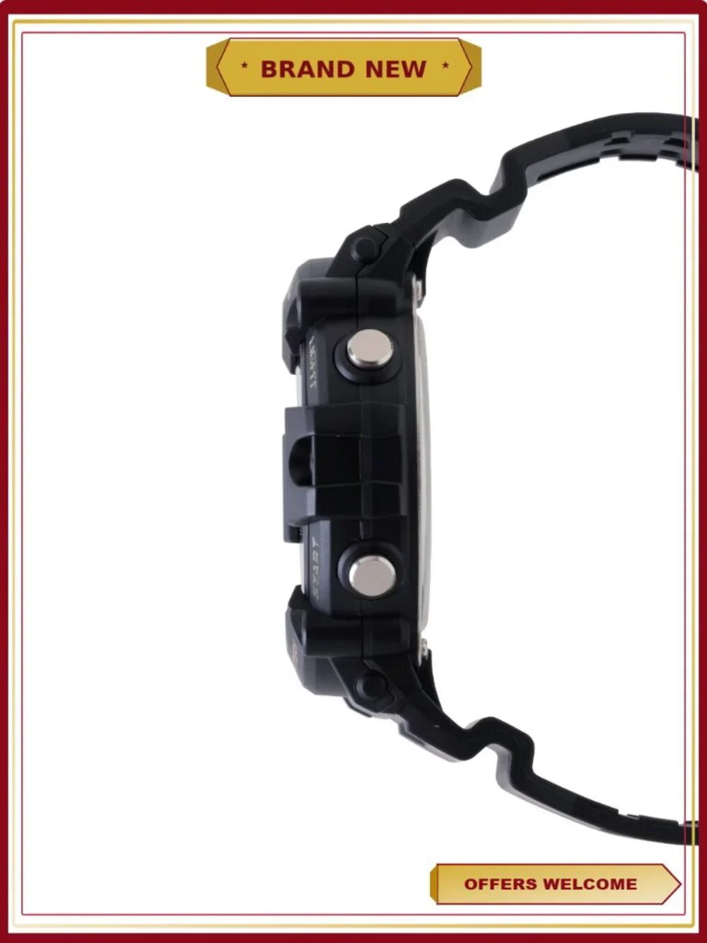 Men's Wide Face Digital Watch with Extra Long Resin Strap, 100m Water Resistant